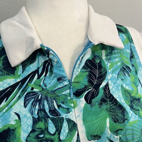Tommy Bahama Golf Tropical Print Sleeveless Zip Front Polo Shirt Size M - Picture 4 of 9